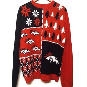 Men’s Festive Holiday Official NFL Broncos Sweater